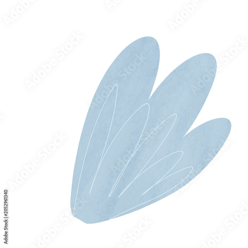 Gouache Collage blue Flower Petals Clipart, Hand Painted Floral Element Isolated on Transparent Background