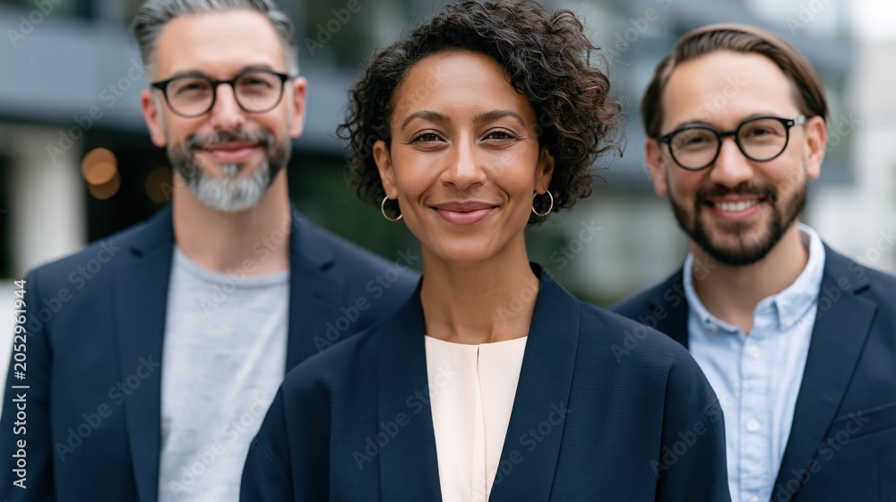 Obraz premium Three business professionals posing for corporate portrait