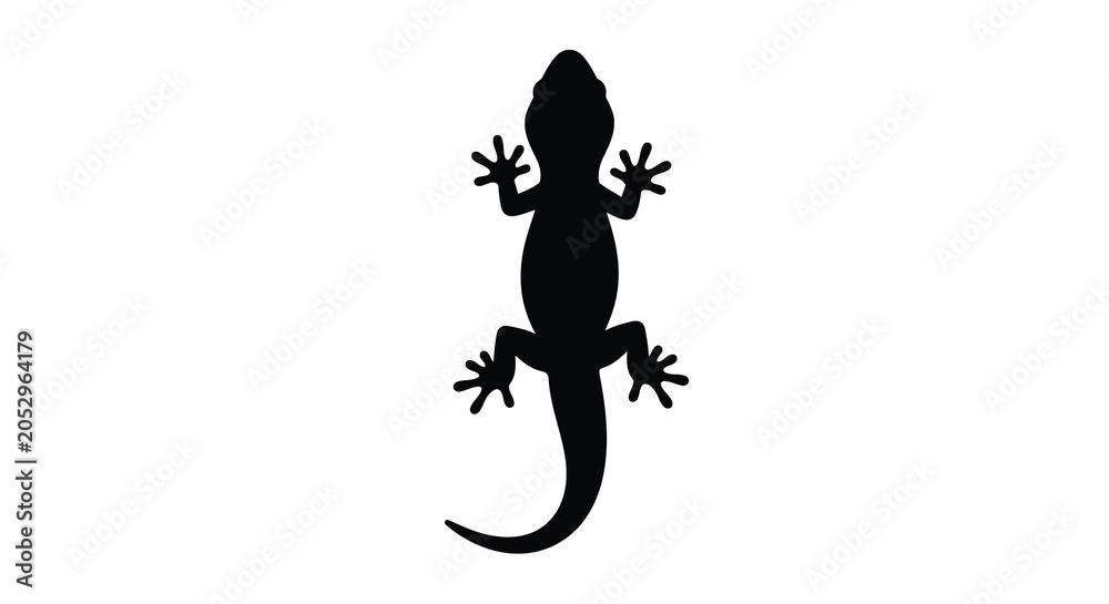 Fototapeta premium Lizard Silhouette On White Background A Minimalist Illustration