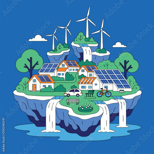 Foto Eco-Friendly Floating Island Community