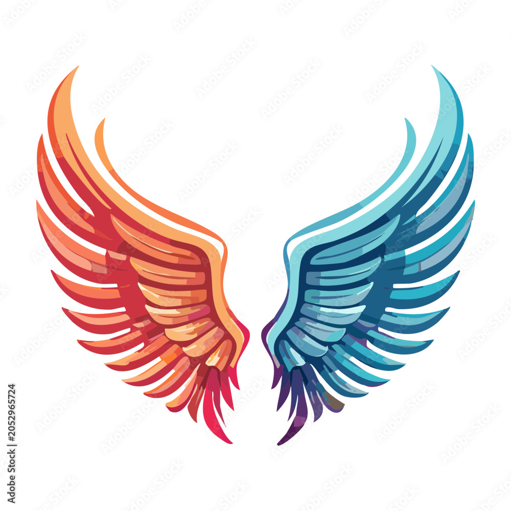 Fototapeta premium Colorful angel wings illustration