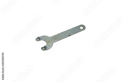 Photography Metal spanner tool with two prongs for tightening or loosening nuts