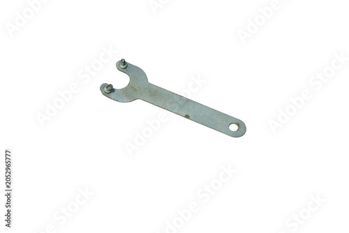 Photography Metal spanner tool with two prongs for tightening or loosening nuts