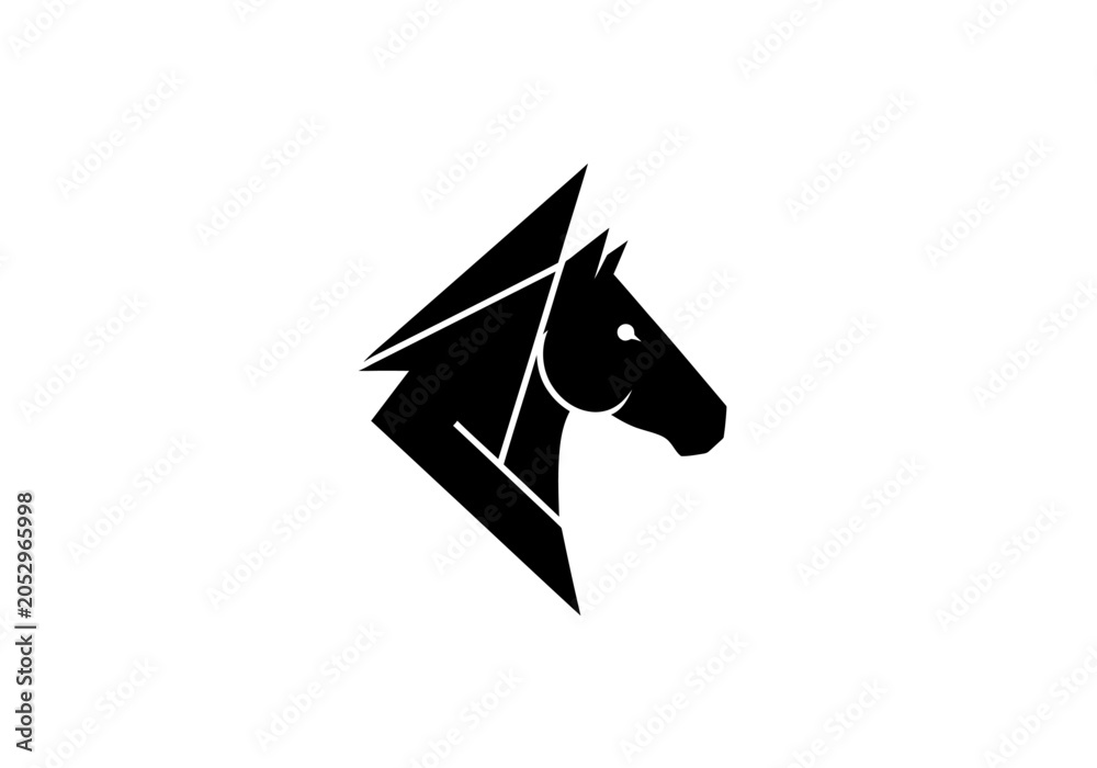 Fototapeta premium Geometric horse head silhouette on white background for branding designs