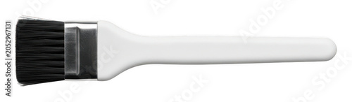 Professional matte white shader brush with soft black bristles and silver ferrule isolated transparent background image