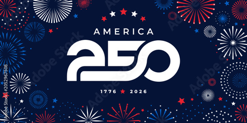 Bild auf Leinwand America 250th anniversary celebration with fireworks during the night in a patri