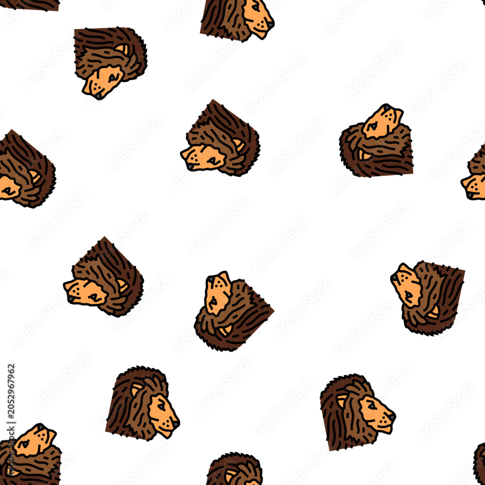 Fototapeta premium lion animal zoo vector seamless pattern lion animal zoo sign illustration