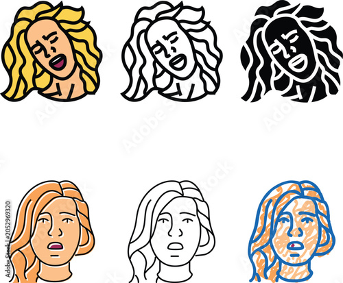 Tableau sur toile euphoria woman expression color icon vector