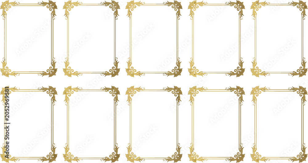 Fototapeta premium Set of Ornate Gold Decorative Frames and Borders