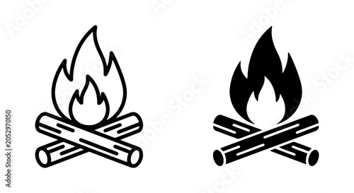Campfire Icons, Bonfire Symbols, Fireplace Embers, Outdoor Camping Elements
