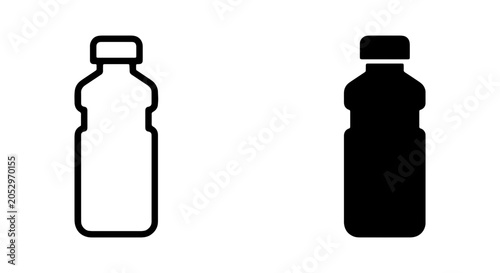 Plastic Bottle Icons, Water Container Vector Graphics, Beverage Packaging Symbols