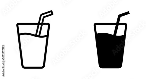 Two Drink Icons, Outline and Solid Fill, Vector Graphics for Beverages