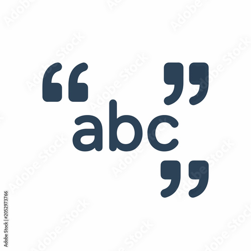 Quotation marks framing the letters abc suggest concepts of speech, text, or beginning stages of learning and communication.
