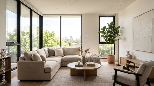 Beautiful modern living room with elegant cozy interior
