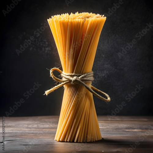 Front-view of delicious raw spaghetti neatly