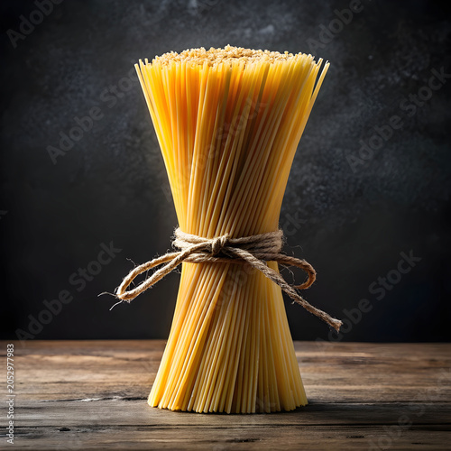 Front-view of delicious raw spaghetti neatly