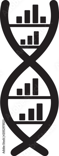Genomics Data Icon — Flat Filled Black Silhouette Glyph Vector Icon for AI Diagnostics & Digital Health Tech App and Medical UI Design