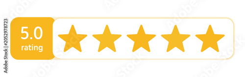 5 star icon vector set, yellow customer rating symbol with five stars for app website UI design review and feedback concept transparent