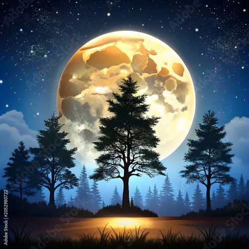 A night scene featuring silhouettes