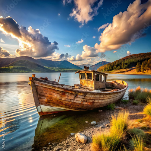 Old rusty fishing boat resting
