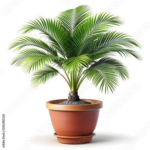 A palm tree in a decorative pot isolated