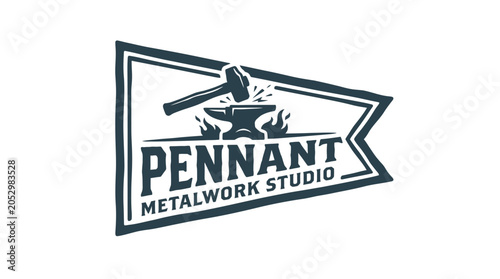 Anvil and hammer logo for a metalwork studio business.