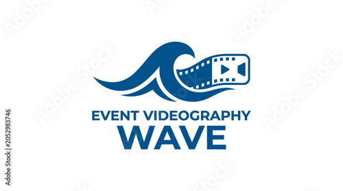 Photos Event videography wave logo with film strip icon.