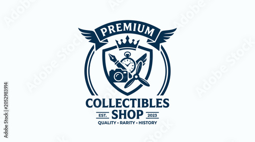 Bilde på lerret Premium Collectibles shop vintage crest logo.