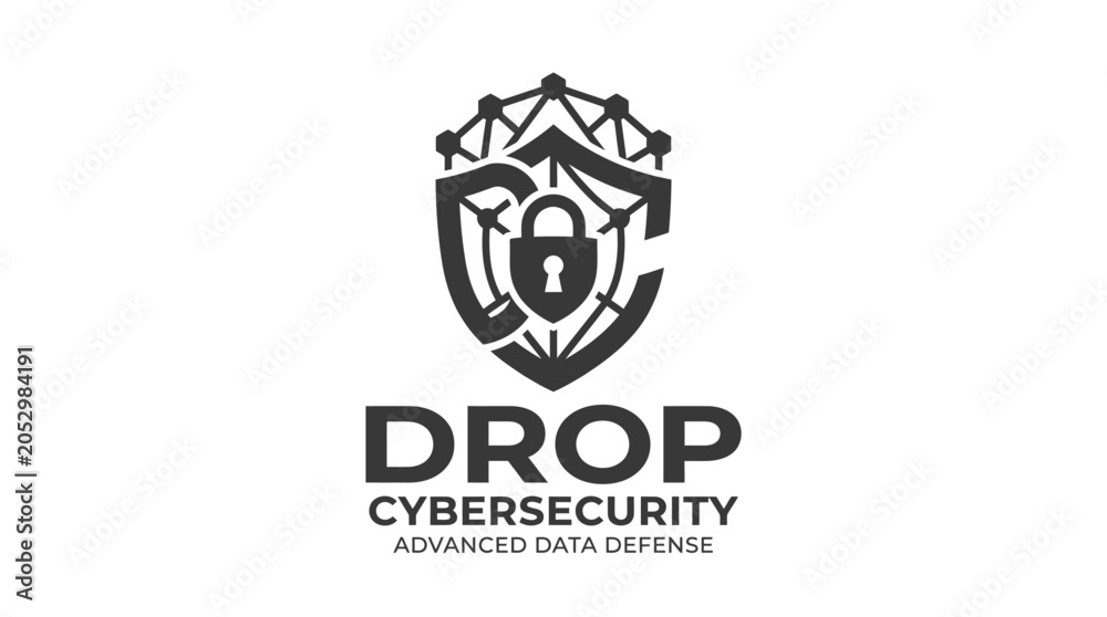 Obraz premium Drop cybersecurity advanced data defense shield logo.
