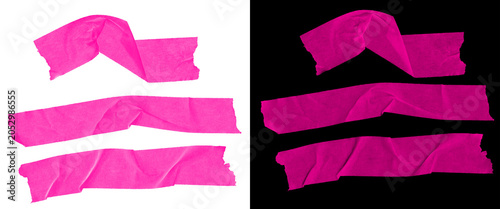 Photography Neon pink gaffer tape strips collection, vibrant magenta adhesive masking tape s