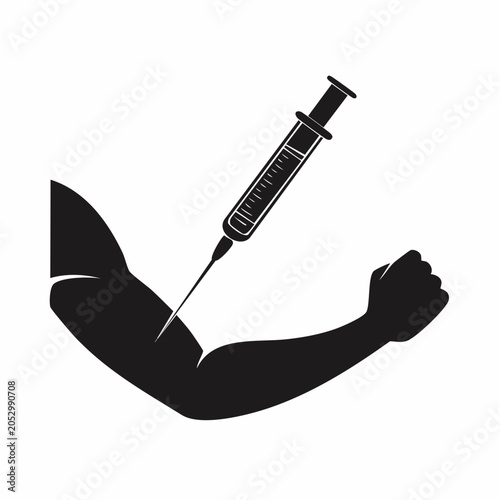 Syringe Injecting into Bicep Muscle