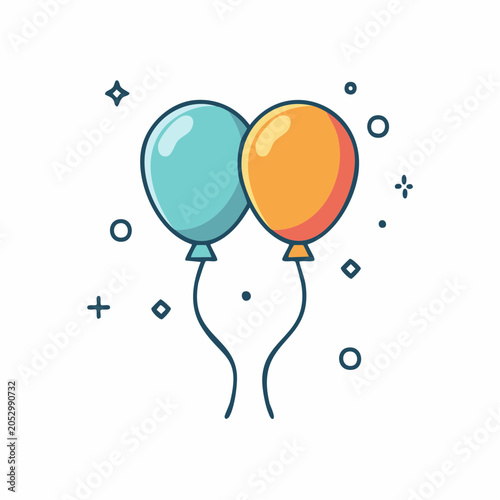 Two colorful balloons with festive decorations