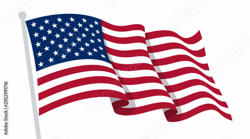 Tableau sur toile Waving United States of America flag on flag pole.