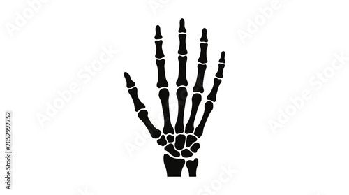 Tableau sur toile Black skeleton hand bone illustration on white background.