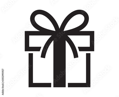 Gift box with bow present black and white wrapping