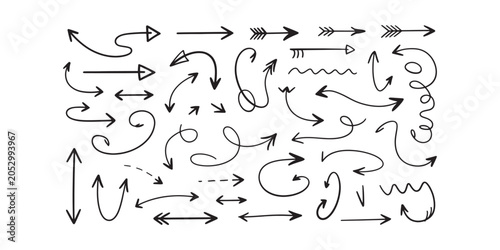 Hand drawn arrows on white background direction