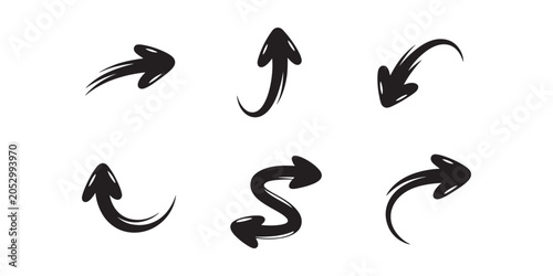Hand- Drawn Arrow in Black hand-drawn arrows black arrows navigation symbols direction signs