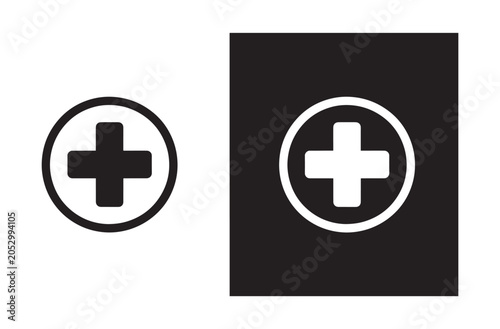 Medical cross symbols medical symbol black and white circle plus sign