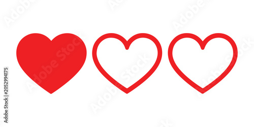 Red Heart in Different Styles red heart shapes love symbols white background