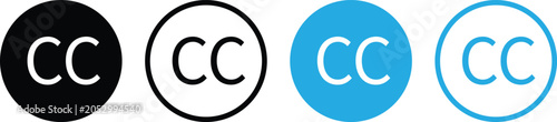 Foto Commons CC License Icon Set in Solid and Line Style