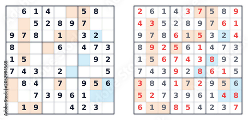 Photos Sudoku puzzle easy level for kids, even and odd numbers, printable with answers