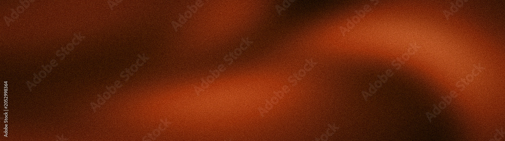 Fototapeta premium Wide abstract grainy gradient background with luxury orange brown and black waves