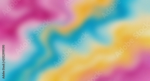 Bild auf Leinwand Full frame view of an elegant grainy gradient background texture with a blurry abstract blend of vibrant pink, yellow and blue colors