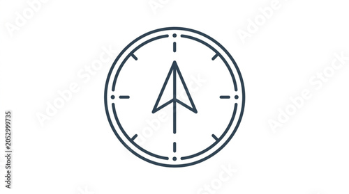 Simple Compass Icon Showing Direction North.