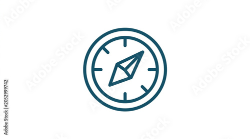 Fotografie Simple Line Art Compass Icon for Navigation and Direction.