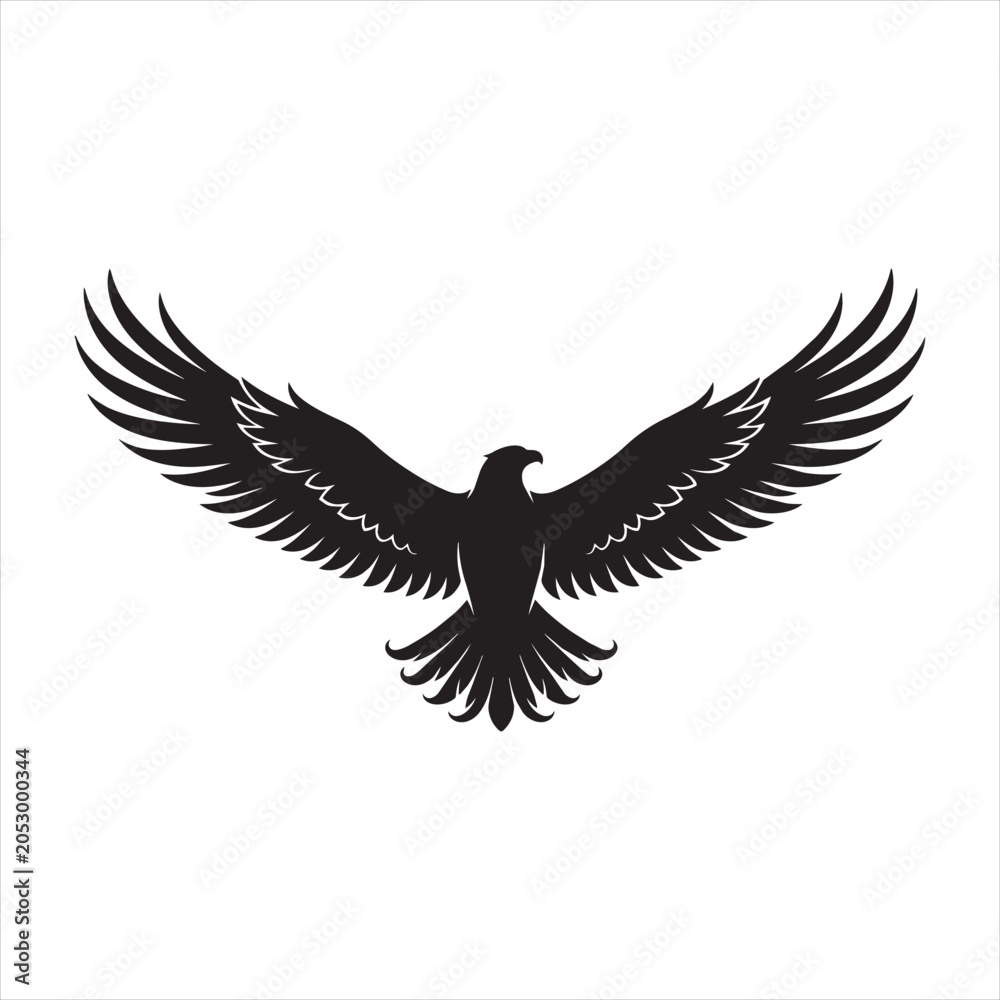 Obraz premium Black silhouette of an eagle with spread wings