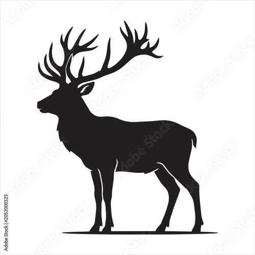 Silhouette of a majestic stag with large antlers