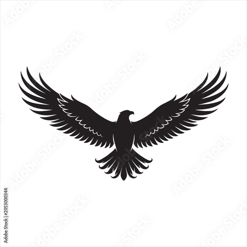 Black silhouette of an eagle with spread wings