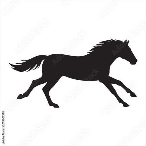 Fotografía Black silhouette of a running horse