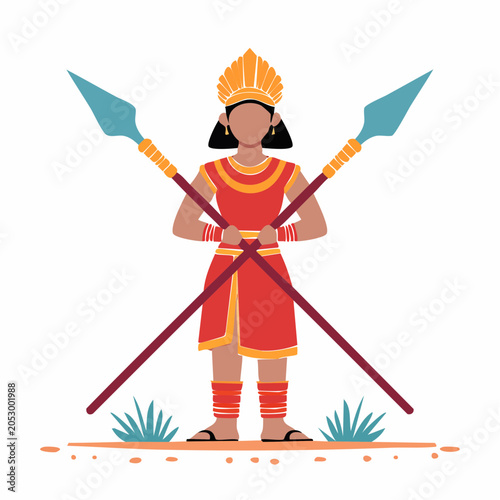 Ancient Warrior Woman with Crossed Spears